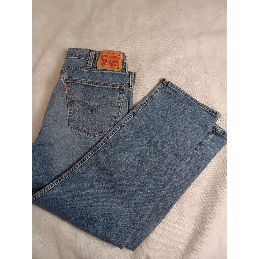 Levis 505 Mens Regular Fit Jeans W38 L29 Waterless TORN DISTRESSED REPAIRED